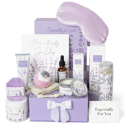 Lavender Spa Gifts Set, 11 Pcs Bath Gift Set for Women, Relaxing Gifts, Bath Spa Basket for Women, Self Care, Care Package, HomeSpa Products, Birthday