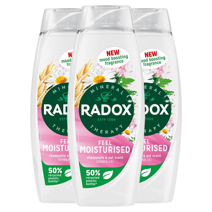 Radox Mineral Therapy Shower Gel Feel Moisturised with Nature Inspired Mood Boosting Fragrance Body Wash for Men and Women Blended with Chamomile and