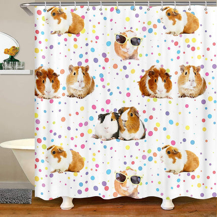 Loussiesd Guinea Pig Shower Curtain for Girls Boys Children Cute Cavy Bath Curtain Cartoon Lovely Pet Animal Bathroom Shower Curtain Set Colorful