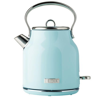 Haden Heritage Blue Electric Kettle - Energy Efficient - Rapid Boil and Boil Dry Protection - Stainless Steel Housing - Retro Kettle - 3000W - 1.7