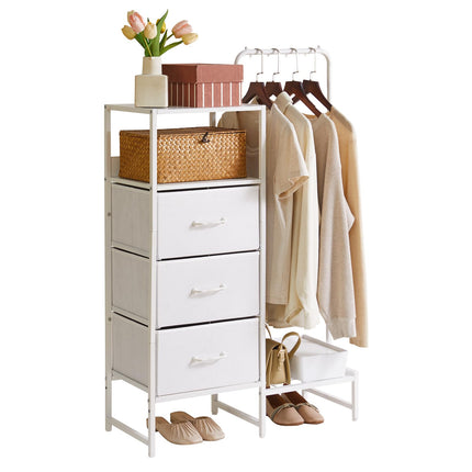 Aibiju Fabric Chest of Drawers Bedroom, Fabric Drawers Cabinet with with Shelves and Hanging Rod, Reversible Coat Hanger for Hallway Entryway Bedroom