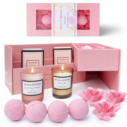 Empire Scented Candles & Bath Bombs Set, Gifts for Women, Birthday Gifts for Her, 20pcs Set Gifts for Her, Birthday Gift for Women with Rose Scented