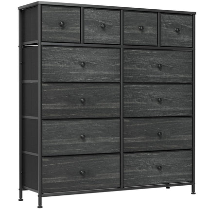 Clevich Chest of Drawers, Five-Layer Storage Cabinet with 12 Drawers Bedroom, 104 * 30 * 111 cm, Industrial Chest of Drawers, Metal Frame, Wood
