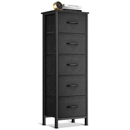 Coleshome Tall Chest of Drawers Bedroom, Small and Narrow Drawers with 5 Fabric Drawers, Suitable for Bedroom and Living Room, Sturdy Steel Frame,