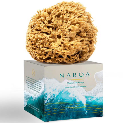 NAROA Natural Soft Honeycomb Sea Sponges for Shower in Gift Box | Gentle Sea Loofah for Healthy Skin | Smooth Body Puff Relaxing Bathing Men Women