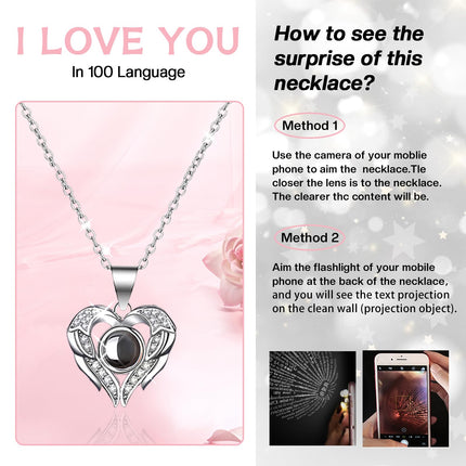 Firestyle Preserved Real Rose Gifts for Women,Mum,Wife,Eternal Flowers Rose with I Love You Necklace in 100 Languages,Gifts for her on Birthday,