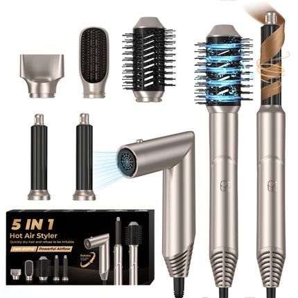 UKLISS 5 in 1 Magic Air Styler Hair Dryer Brush with Air Curlers Volumizier Blow Dryer Brush Multi-use Hair Styler for Hair Curling Straightening