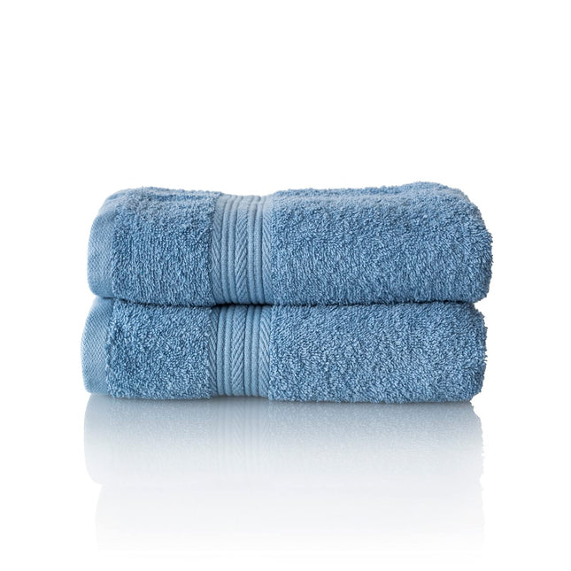 ALCLEAR set of terry hand towels, range of soft and highly absorbent towels, OEKOTEX 100 certified, 5 colours & 5 sizes, colour: JEANS BLUE, 2 x hand