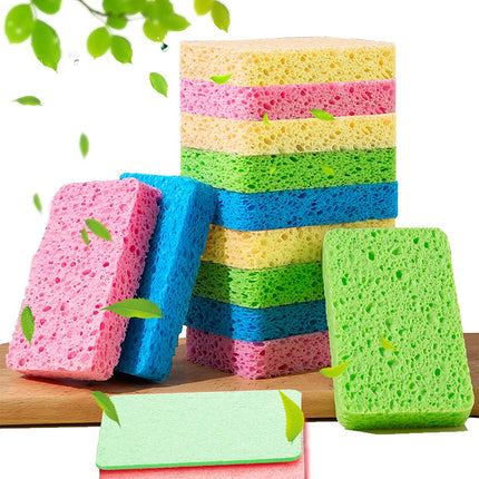 12-Count Kitchen Sponges- Compressed Cellulose Cleaning Sponges Non-Scratch Natural Sponge for Kitchen Bathroom Cars, Funny Cut-Outs DIY