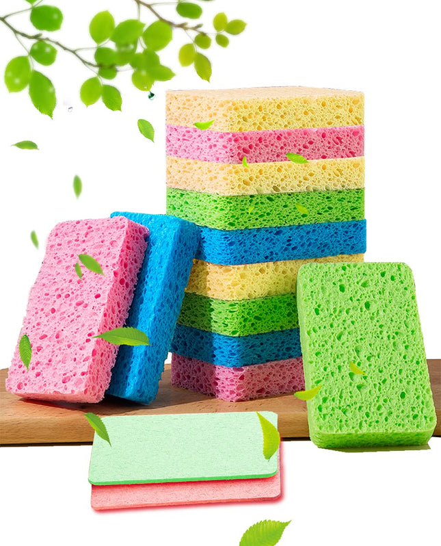 12-Count Kitchen Sponges- Compressed Cellulose Cleaning Sponges Non-Scratch Natural Sponge for Kitchen Bathroom Cars, Funny Cut-Outs DIY