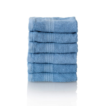 ALCLEAR set of terry hand towels, range of soft and highly absorbent towels, OEKOTEX 100 certified, 5 colours & 5 sizes, colour: JEANS BLUE, 6 x face