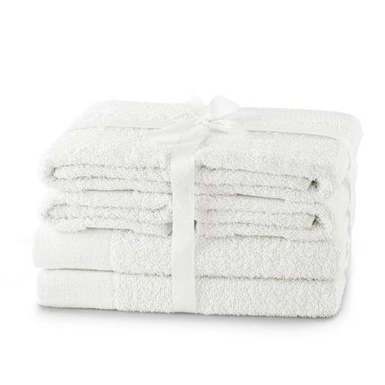 AmeliaHome Set 6pcs 4 Towels 50x100 cm and 2 Bath Towels 70x140 cm 100% Cotton Absorbent White Amari