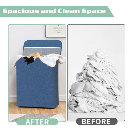 BRIAN & DANY Laundry Basket with Lid, Large Laundry Hamper 3 Compartments with Handles, Collapsible Washing Basket with 3 Removable Bags, Washing Bin