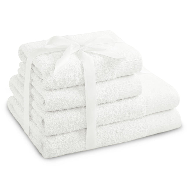AmeliaHome Set 4pcs 2 Towels 50x100 cm and 2 Bath Towels 70x140 cm 100% Cotton Absorbent White Amari