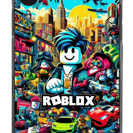 EZB Fun Gaming Theme Ro-blox iPhone Compatible Phone Case | Flexible Shock Absorbent Edges Colourful unique Pop Art Phone Cover | Ro-blox Theme