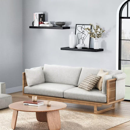 STOREMIC Floating Shelves Black Shelves 60cm, Set of 2 Shelves Easy to Install, Modern Decorative Wall Shelves with Large Storage for Bedroom,