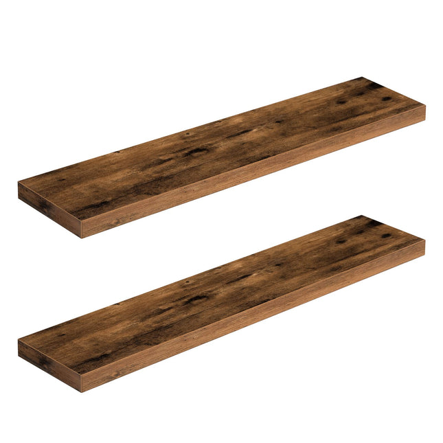 HOOBRO Floating Shelves, Wall Shelves Set of 2, Wall Mounted Shelves, 100 cm, Wall Display Racks, Decorative Hanging Shelf, Wooden Shelves, for