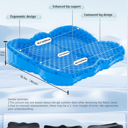 Gel Seat Cushion, Extra19.7"Chair Seat Pads for Wheelchair, Soft Cushions for Car Office Chair for Pressure Coccyx Sciatica Pain Relief, Ergonomic