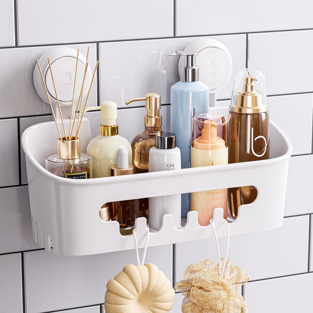 TAILI Bathroom Shelf Suction Shower Caddy Shower Storage No Drilling Heavy Duty Suction Pads Removable Bathroom Storage Accessory Kitchen for Shampoo
