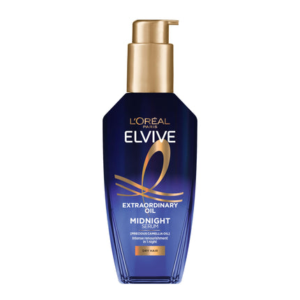 L?Or?al Paris Elvive Extraordinary Oil Midnight Serum, Renourishing Hair Treatment, Infused With Camellia Oil For Intense Renourishment, 96H Frizz