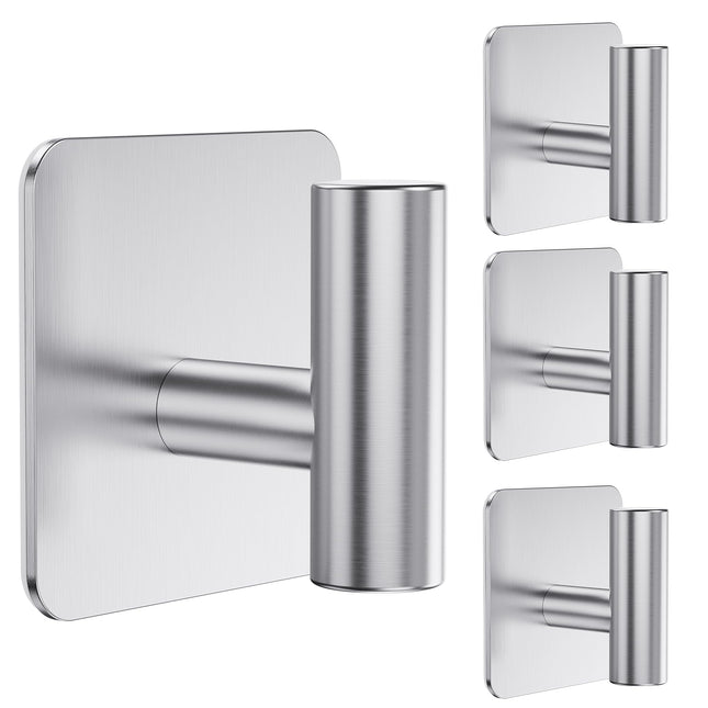 Aikzik Large Self Adhesive Hooks - 26lb Max, Stick on Hooks Heavy Duty Stainless Steel, Strong Sticky Hooks for Hanging Coats, Bathrobes and Towels,