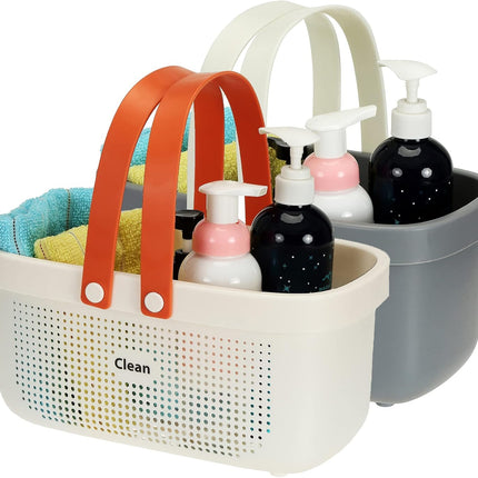 SOUJOY 2 Pack Shower Caddy Basket, Portable Plastic Basket with Handles, Shower Caddy Storage Organizer for Shampoo, Conditioner, Lotion, Bathroom,