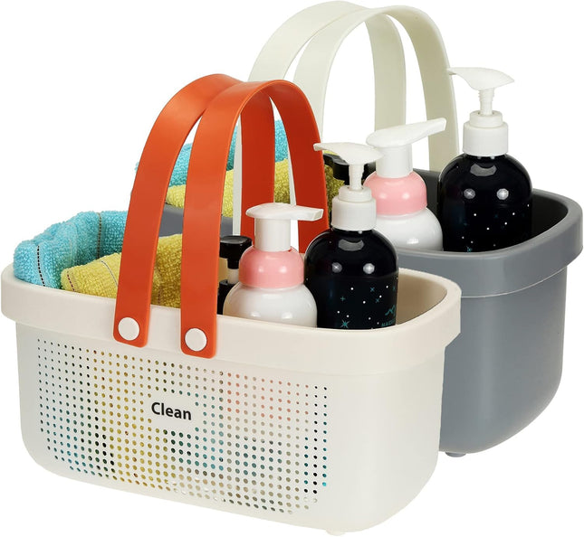 SOUJOY 2 Pack Shower Caddy Basket, Portable Plastic Basket with Handles, Shower Caddy Storage Organizer for Shampoo, Conditioner, Lotion, Bathroom,