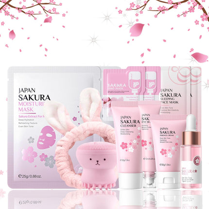 Skin Care Sets & Kits For Teenage Girls Gifts, Sakura Pamper Sets For Teenage Girls, Womens Christmas Gifts - Cleanser, Serum, Cream, Eye Serum, Face