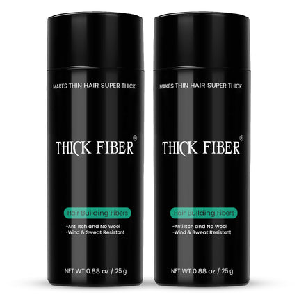 THICK FIBER Hair Fibres (Pack of 2, DARK BROWN) Hair Powder for Thinning Hair 25g Bottle | Make Thin Hair Look Thicker in Seconds | Hair Loss