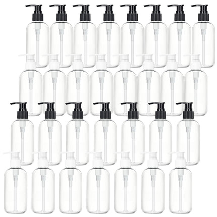 YFNVH 30 Pcs Plastic Pump Bottle 250 ml Clear Empty Shampoo Bottle Bulk, Refillable Lotion Pump Bottles for Travel Transparent Liquid Soap Container