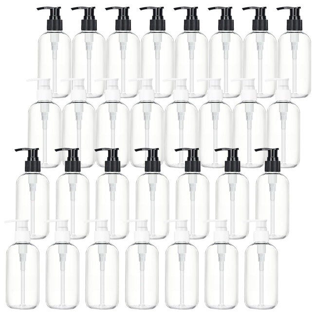 YFNVH 30 Pcs Plastic Pump Bottle 250 ml Clear Empty Shampoo Bottle Bulk, Refillable Lotion Pump Bottles for Travel Transparent Liquid Soap Container