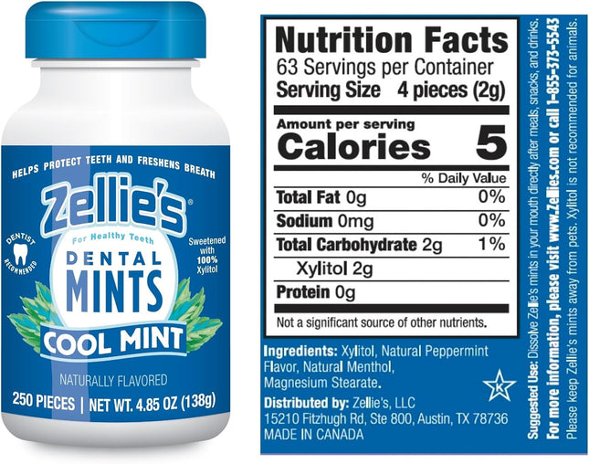 Xylitol Sugar Free Cool Mint Breath Mints | Non-Gmo, Low-Calorie, Gluten Free, Vegan & Kosher Mints (250 Count - Pack Of 1)