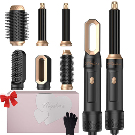 Atopskins 6 In 1 Hairstyler, Airbrush 6 in 1 Air Styler Set Magic Styler Hair Styler Hair Dryer Brush with Curl,Straighten, Volumise, Smooth and