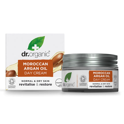 Dr Organic Moroccan Argan Oil Day Cream, Moisturising, Normal & Dry Skin, Natural, Vegan, Cruelty-Free, Paraben & SLS-Free, Recycled & Recyclable,