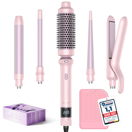 BESTOPE PRO 5 in 1 Hair Curling Wand, Hair Curler Set with Thermal Brush and Hair Straightener, 13 Temps Control for All Hair Lengths, with Heat