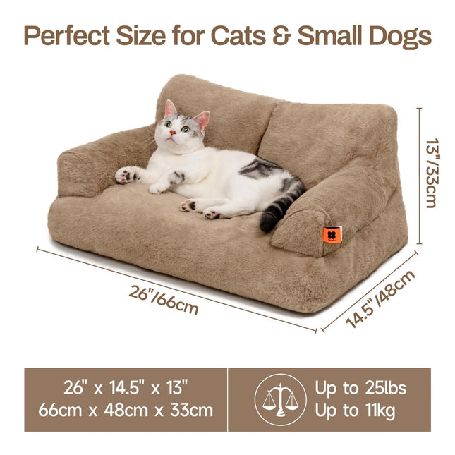 MEWOOFUN Stylish Cat Bed for Indoor Cars Large - Fluffy and Soft Cat Sofa Bed Small Dog Sofa Bed for Dogs and Cats - 66x48cm Cute Cat Bed Couch with