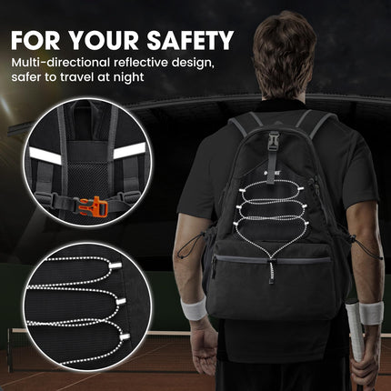 G4Free Tennis Bag, Tennis Backpack for Women Men, Large Pickleball Bag, Holds 4 Rackets with Shoe Compartment