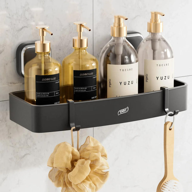 TAILI Aluminum Shower Caddy Bathroom Organizer Heavy Duty Drill-Free Removable Shower Shelf Storage Basket for Shampoo & Toiletries Kitchen Bathroom