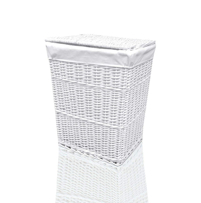 Arpan Large White Wicker Laundry Basket With White Lining