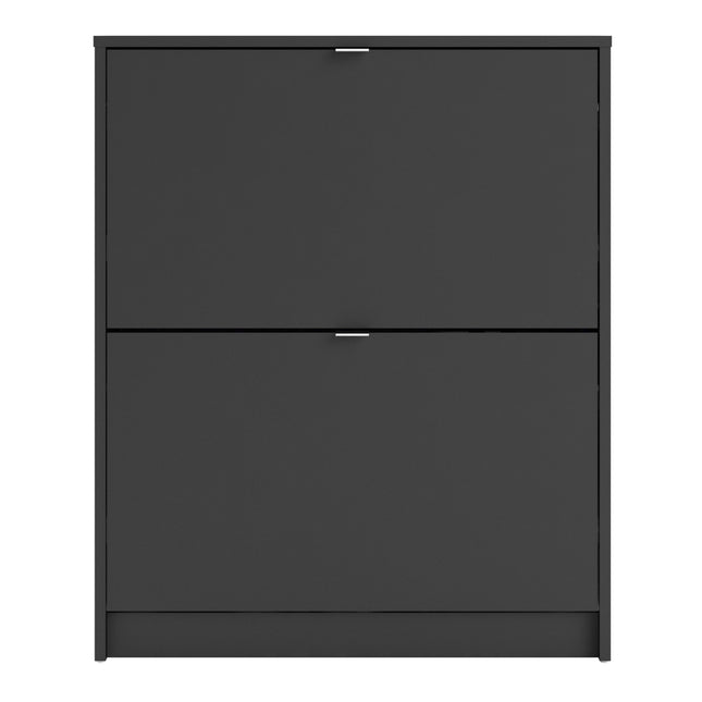 Shoes Shoe Cabinet 2 Flip Down Doors and 2 layers in Matt Black