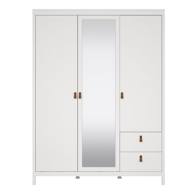 Barcelona Wardrobe with 2 doors + 1 mirror door + 2 drawers White
