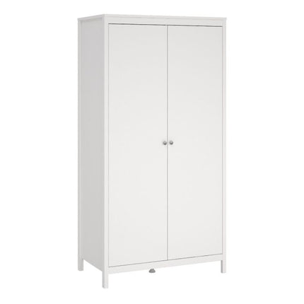 Madrid Package - Bedside Table 2 Drawers + Chest 5 Drawers + Wardrobe with 2 Doors in White