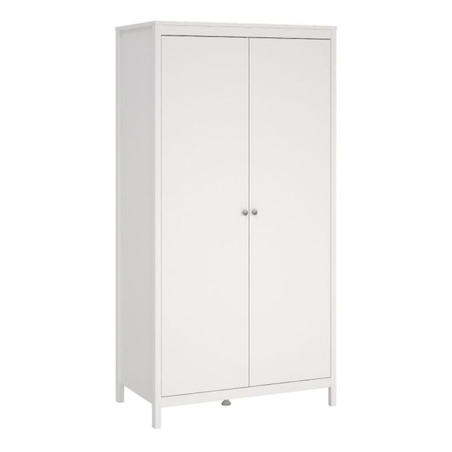Madrid Package - Bedside Table 2 Drawers + Chest 5 Drawers + Wardrobe with 2 Doors in White