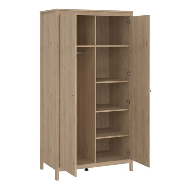 Madrid Package - Bedside Table 2 Drawers + Chest 5 Drawers + 2 Door Wardrobe in Jackson Hickory Oak