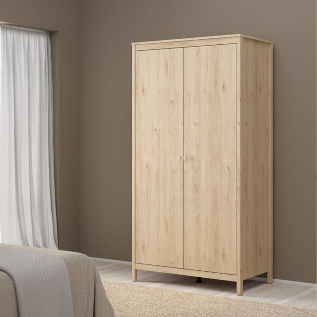 Madrid Package - Bedside Table 2 Drawers + Chest 5 Drawers + 2 Door Wardrobe in Jackson Hickory Oak