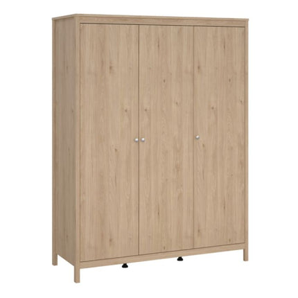 Madrid Package - Bedside Table 2 Drawers + Chest 5 Drawers + 3 Door Wardrobe in Jackson Hickory Oak