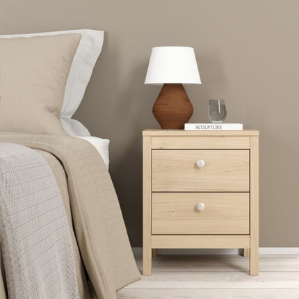 Madrid Package - Bedside Table 2 Drawers + Chest 5 Drawers + 3 Door Wardrobe in Jackson Hickory Oak