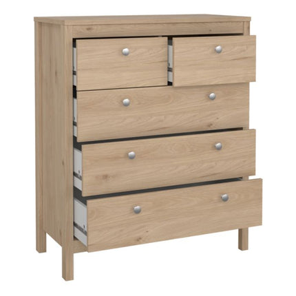 Madrid Package - Bedside Table 2 Drawers + Chest 5 Drawers + 3 Door Wardrobe in Jackson Hickory Oak