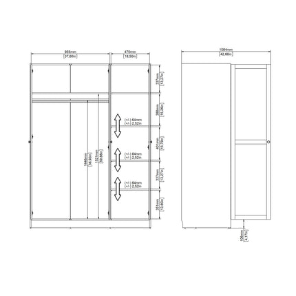 Brande Wardrobe with 3 frame doors in Jackson Hickory