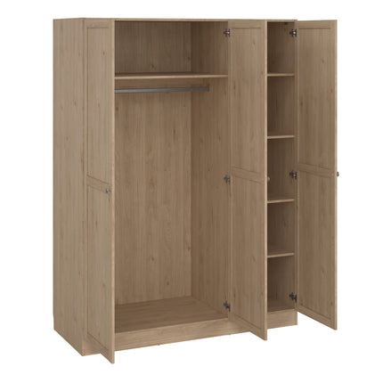 Brande Wardrobe with 3 frame doors in Jackson Hickory